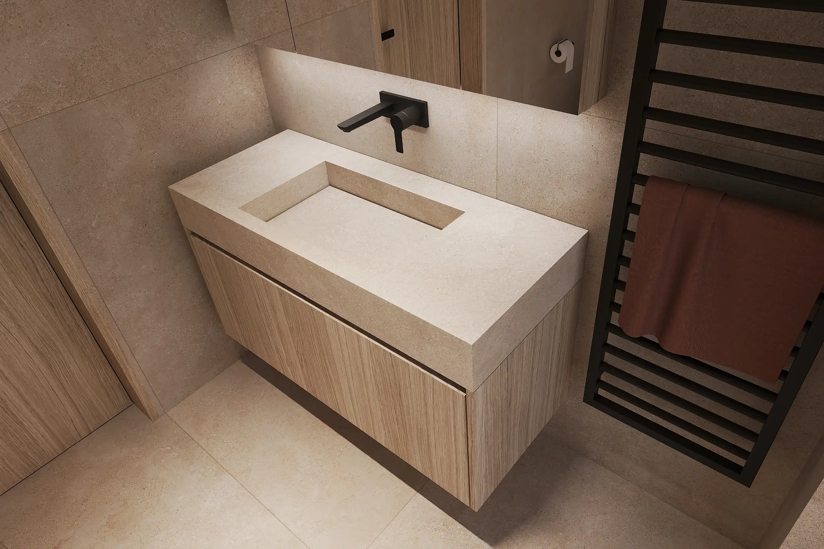 Interiérové štúdio Žilina - umývadlo z obkladu