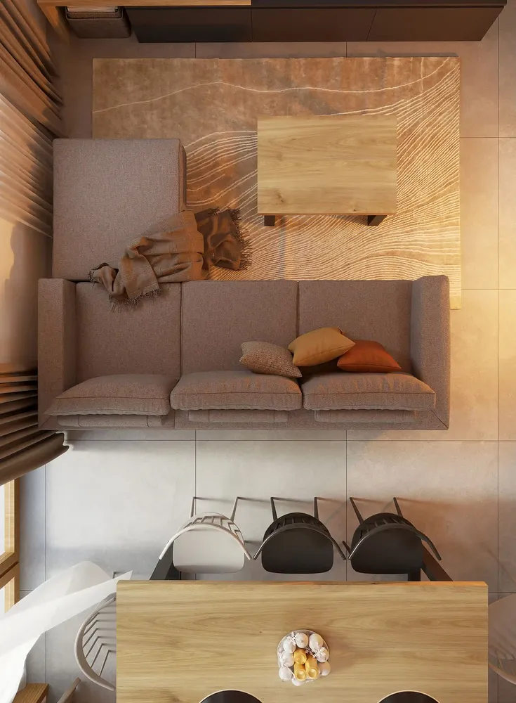 Moderná chata - textilná sedačka